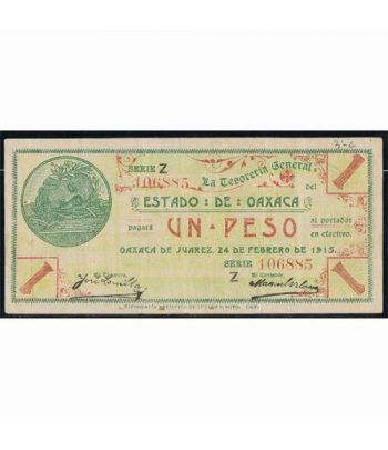 Oaxaca de Juarez 1 peso 24 febrero 1915. MBC.  - 1