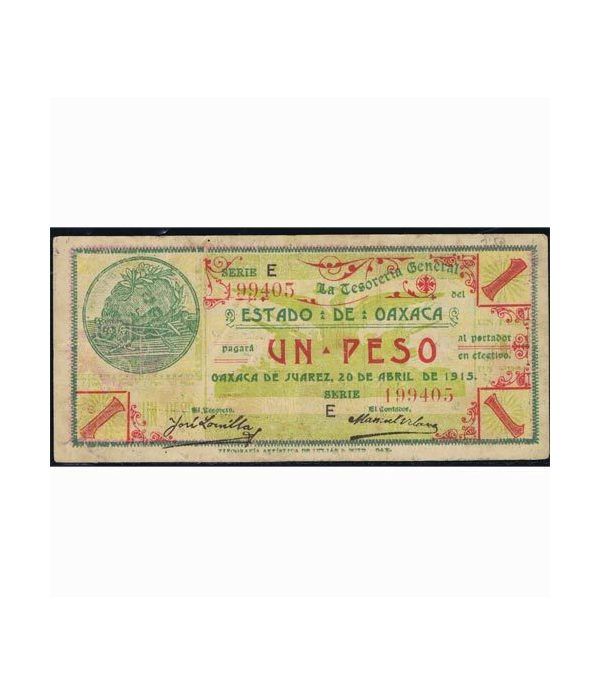 Oaxaca de Juarez 1 peso 20 abril 1915. MBC.  - 4
