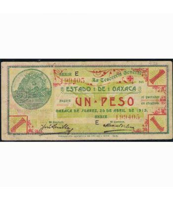Oaxaca de Juarez 1 peso 20 abril 1915. MBC.  - 1