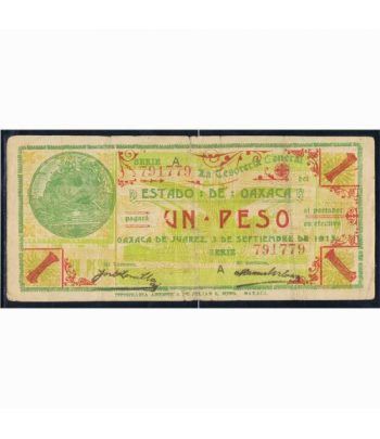 Oaxaca de Juarez 1 peso 3 septiembre 1915. MBC.