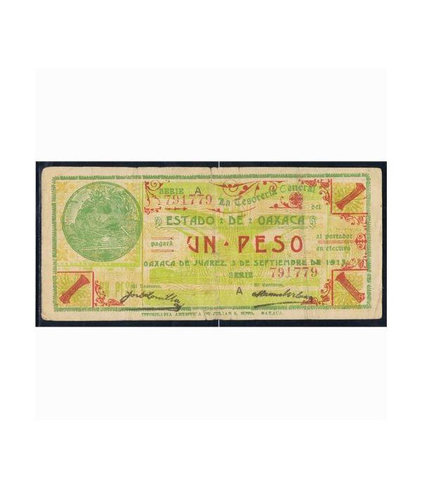 Oaxaca de Juarez 1 peso 3 septiembre 1915. MBC.  - 4
