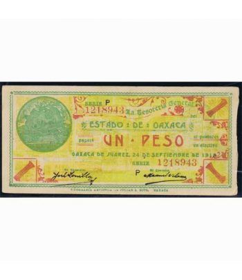 Oaxaca de Juarez 1 peso 24 septiembre 1915. MBC.  - 1