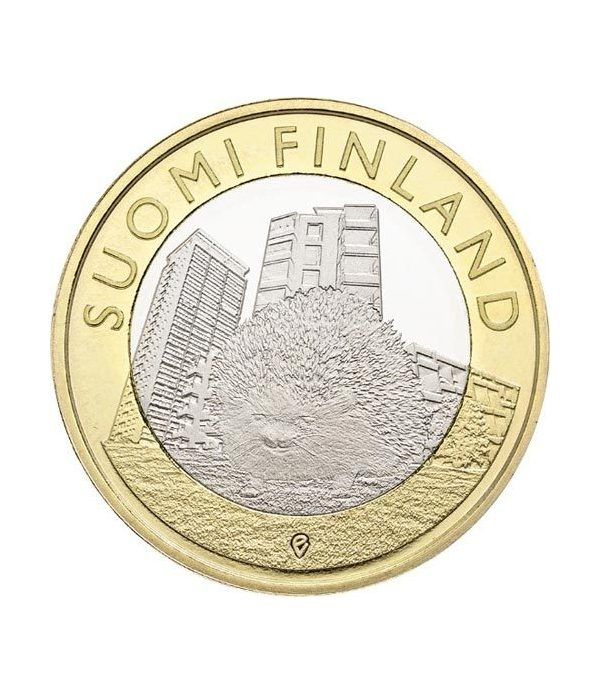 moneda Finlandia 5 Euros 2015. Animales. Erizo. Cuproniquel.