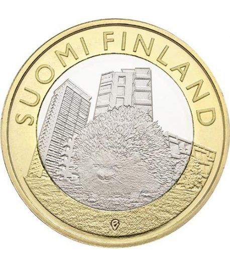 moneda Finlandia 5 Euros 2015. Animales. Erizo. Cuproniquel.