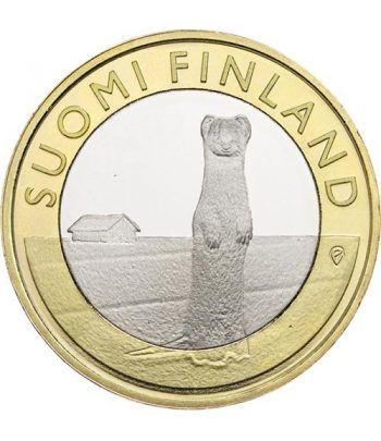 moneda Finlandia 5 Euros 2015. Animales. Armiño. Cuproniquel.