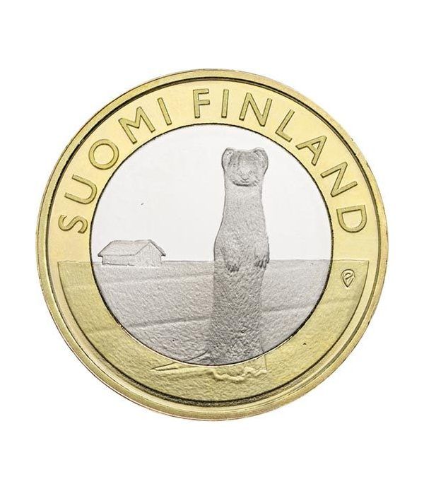 moneda Finlandia 5 Euros 2015. Animales. Armiño. Cuproniquel.