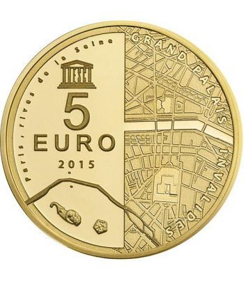 Francia 5€ 2015 UNESCO. Invalidos y Gran Palacio. Oro.