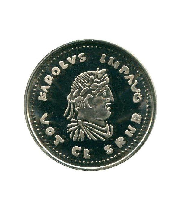 Moneda de plata 5 Ecu Belgica 1991 Carlomagno. Estuche  - 4