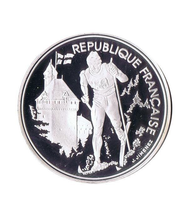 Moneda de plata 100 Francos Francia 1991 Albertville'92 Ski.  - 4