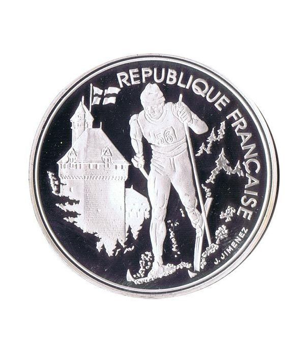 Moneda de plata 100 Francos Francia 1991 Albertville'92 Ski.