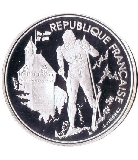 Moneda de plata 100 Francos Francia 1991 Albertville'92 Ski.