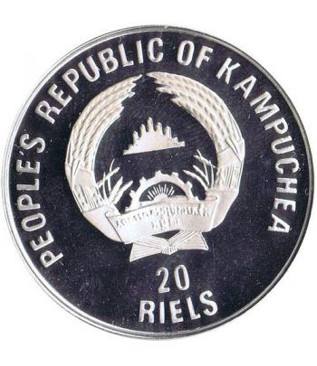 Moneda de plata 20 Riels Kampuchea 1989 Albertville'92 Ski.