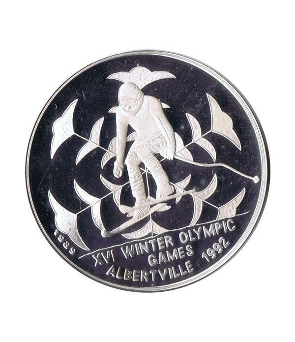 Moneda de plata 20 Riels Kampuchea 1989 Albertville'92 Ski.