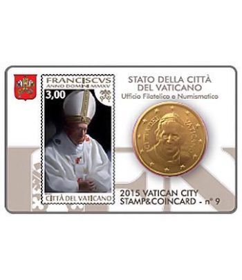 Cartera oficial euroset Vaticano 2015 (moneda 50cts y sello 3€)