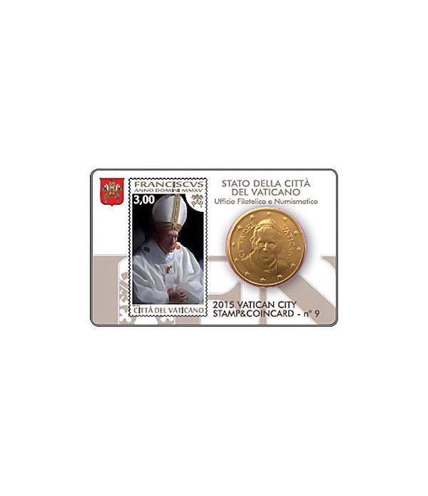 Cartera oficial euroset Vaticano 2015 (moneda 50cts y sello 3€)  - 2