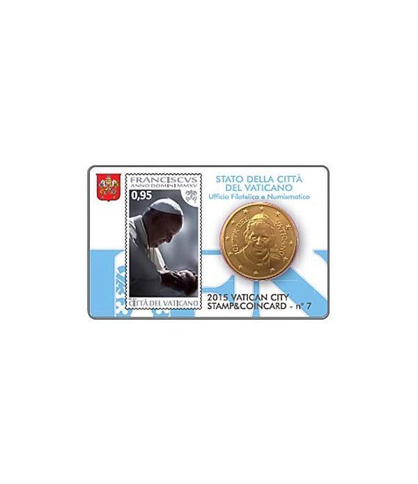 Cartera oficial euroset Vaticano 2015 (moneda 50cts y sello 95ct  - 2
