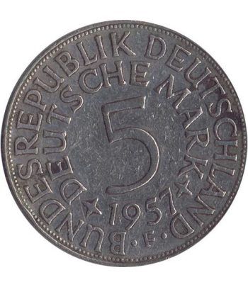 Moneda de Plata 5 Marcos Alemania 1957 F.