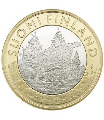 moneda Finlandia 5 Euros 2015. Animales. Lince. Cuproniquel.