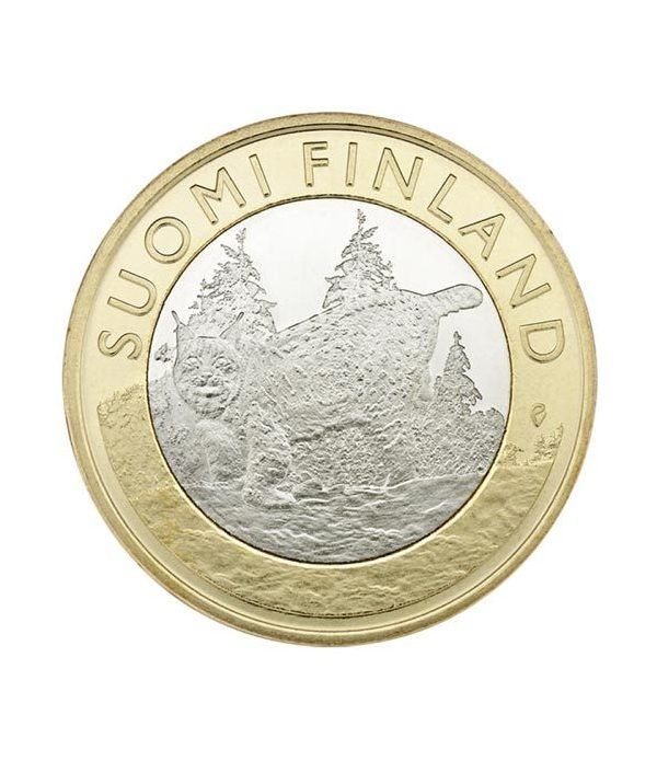 moneda Finlandia 5 Euros 2015. Animales. Lince. Cuproniquel.