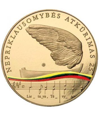 Moneda de Lituania 5 Euros 2015. 25º Aniversario Independencia.