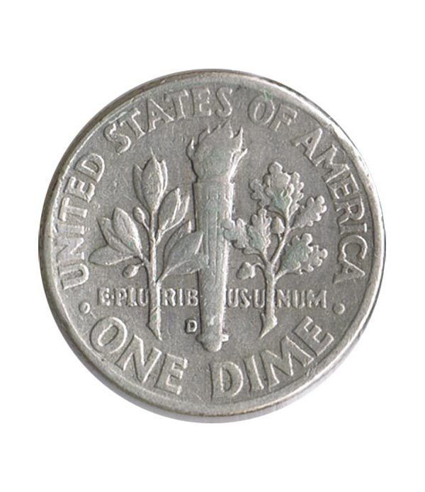 Moneda de plata 1 Dime Estados Unidos Roosevelt 1961 D.  - 2