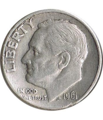 Moneda de plata 1 Dime Estados Unidos Roosevelt 1961 D.