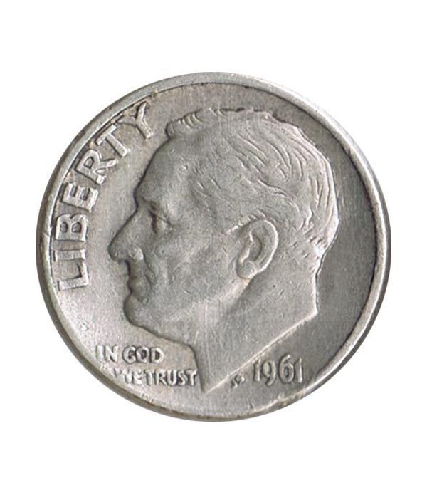 Moneda de plata 1 Dime Estados Unidos Roosevelt 1961 D.