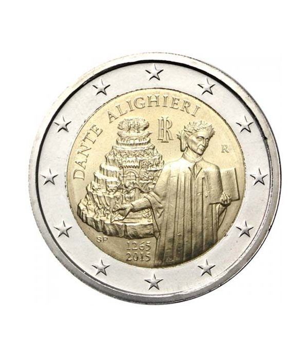 moneda conmemorativa 2 euros Italia 2015 Dante.