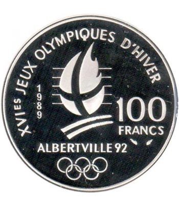 Moneda de plata 100 Francos Francia 1989 Albertville'92 Ski