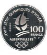 Moneda de plata 100 Francos Francia 1990 Albertville'92 Bobsleig