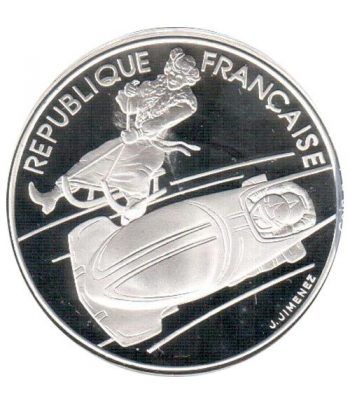 Moneda de plata 100 Francos Francia 1990 Albertville'92 Bobsleig