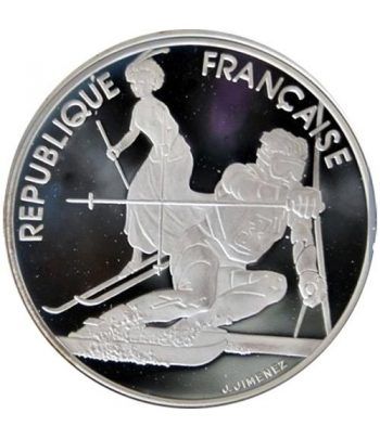 Moneda de plata 100 Francos Francia 1990 Albertville'92 Slam.