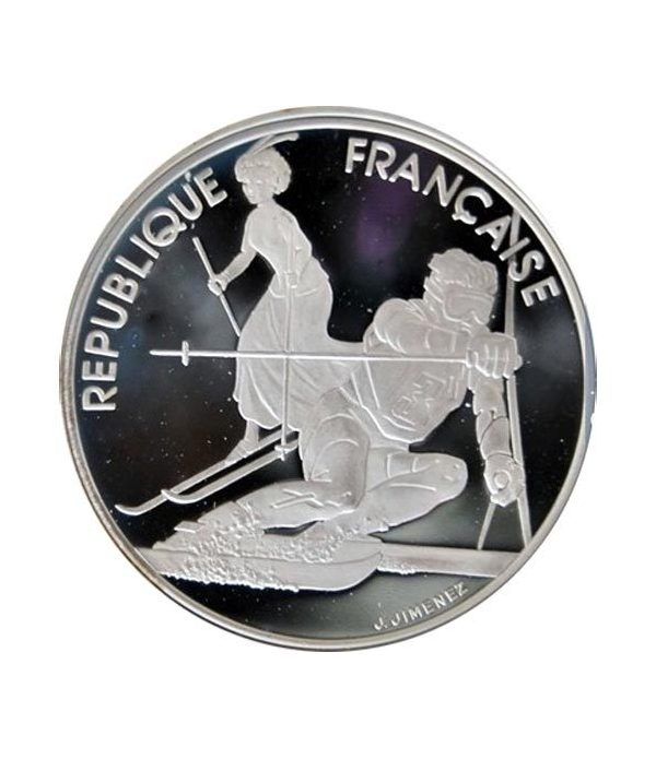 Moneda de plata 100 Francos Francia 1990 Albertville'92 Slam.  - 1