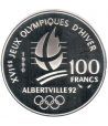 Moneda de plata 100 Francos Francia 1990 Albertville'92. Ski