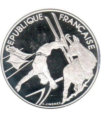 Moneda de plata 100 Francos Francia 1990 Albertville'92. Ski  - 1