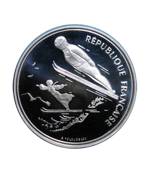 Moneda de plata 100 Francos Francia 1991 Albertville'92. Salto  - 1