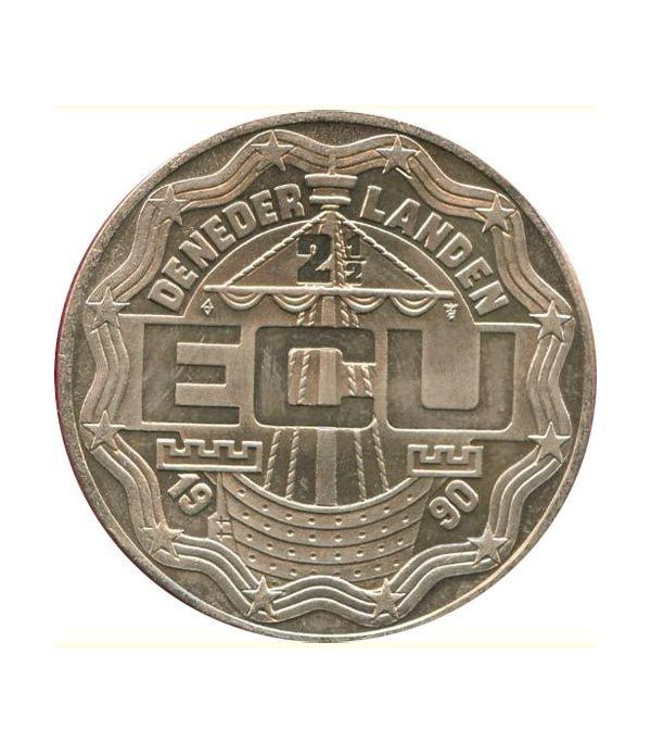 Moneda 2.5 ECU de Holanda 1990 Geert Groote. Níquel.  - 4