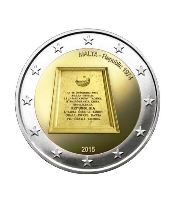 moneda conmemorativa 2 euros Malta 2015 República