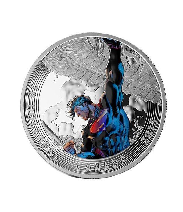 Moneda de plata coloreada 20$ Canada Superman Unchained 15