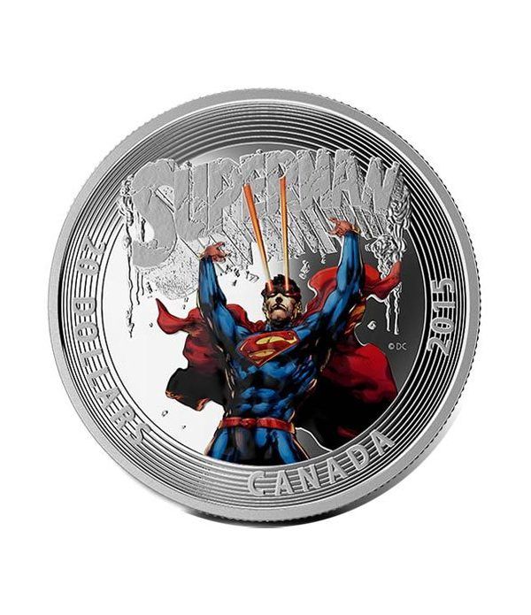 Moneda de plata coloreada 20$ Canada Superman 2015