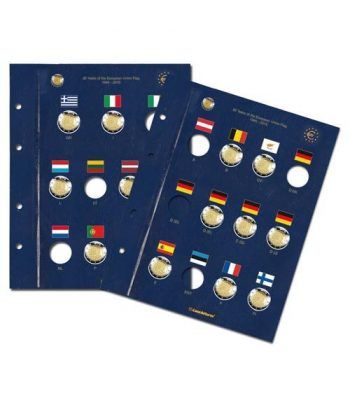 LEUCHTTURM VISTA 2 Hojas para monedas de 2 euros Aº Bandera EU.