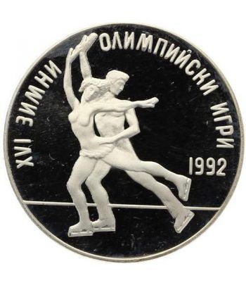 Moneda de plata 25 Leva Bulgaria 1989 Albertville'92 Patinaje