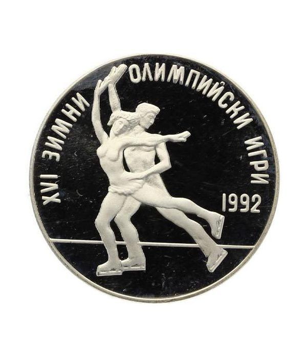 Moneda de plata 25 Leva Bulgaria 1989 Albertville'92 Patinaje