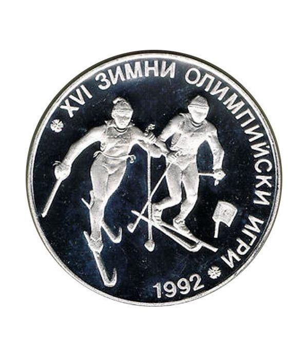 Moneda de plata 25 Leva Bulgaria 1990 Albertville'92 Ski