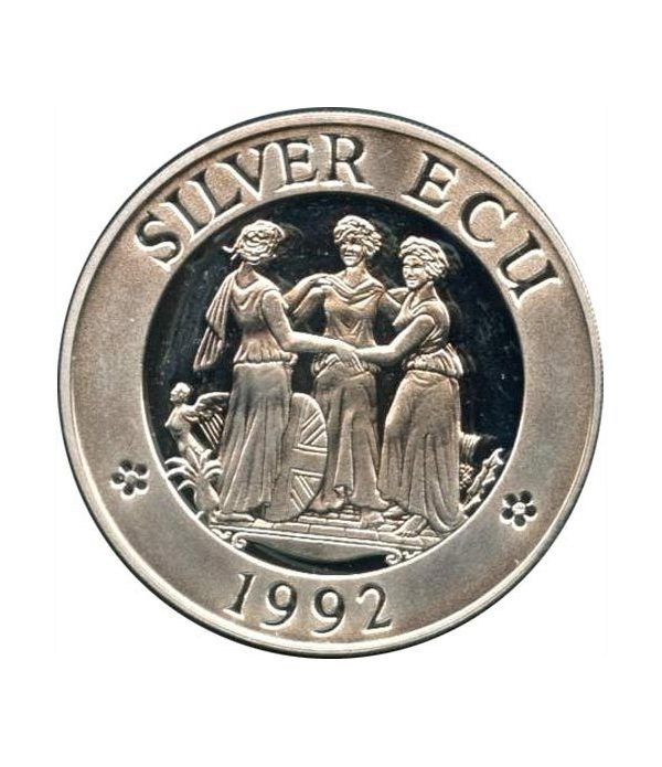 Moneda de plata Silver ECU Europa Gran Bretaña 1992 Proof