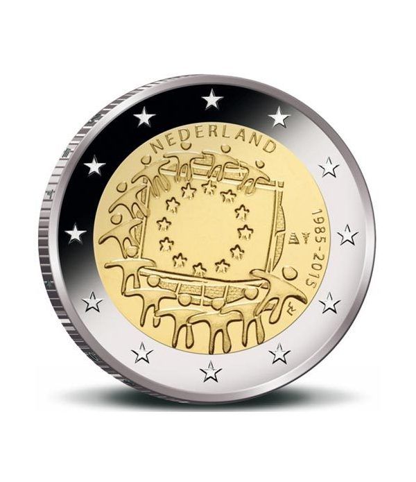 moneda Holanda 2 euros 2015. 30 Años bandera de Europa.