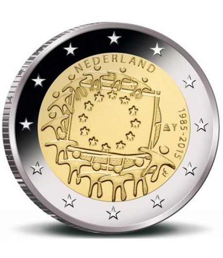 moneda Holanda 2 euros 2015. 30 Años bandera de Europa.