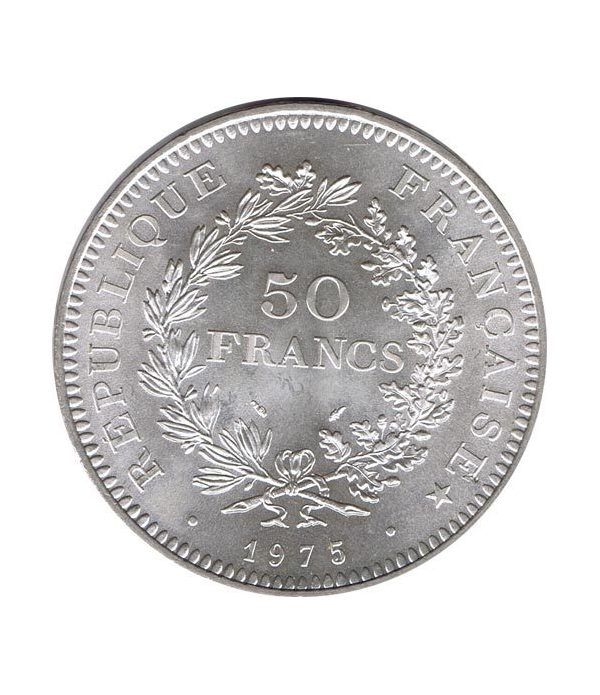 Moneda de plata 50 francos Francia 1975.  - 2