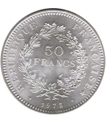 Moneda de plata 50 francos Francia 1975.
