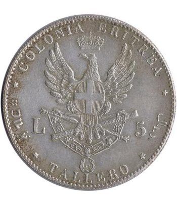 Moneda de plata 5 Liras Eritrea 1891 Tallero. Reproducción.